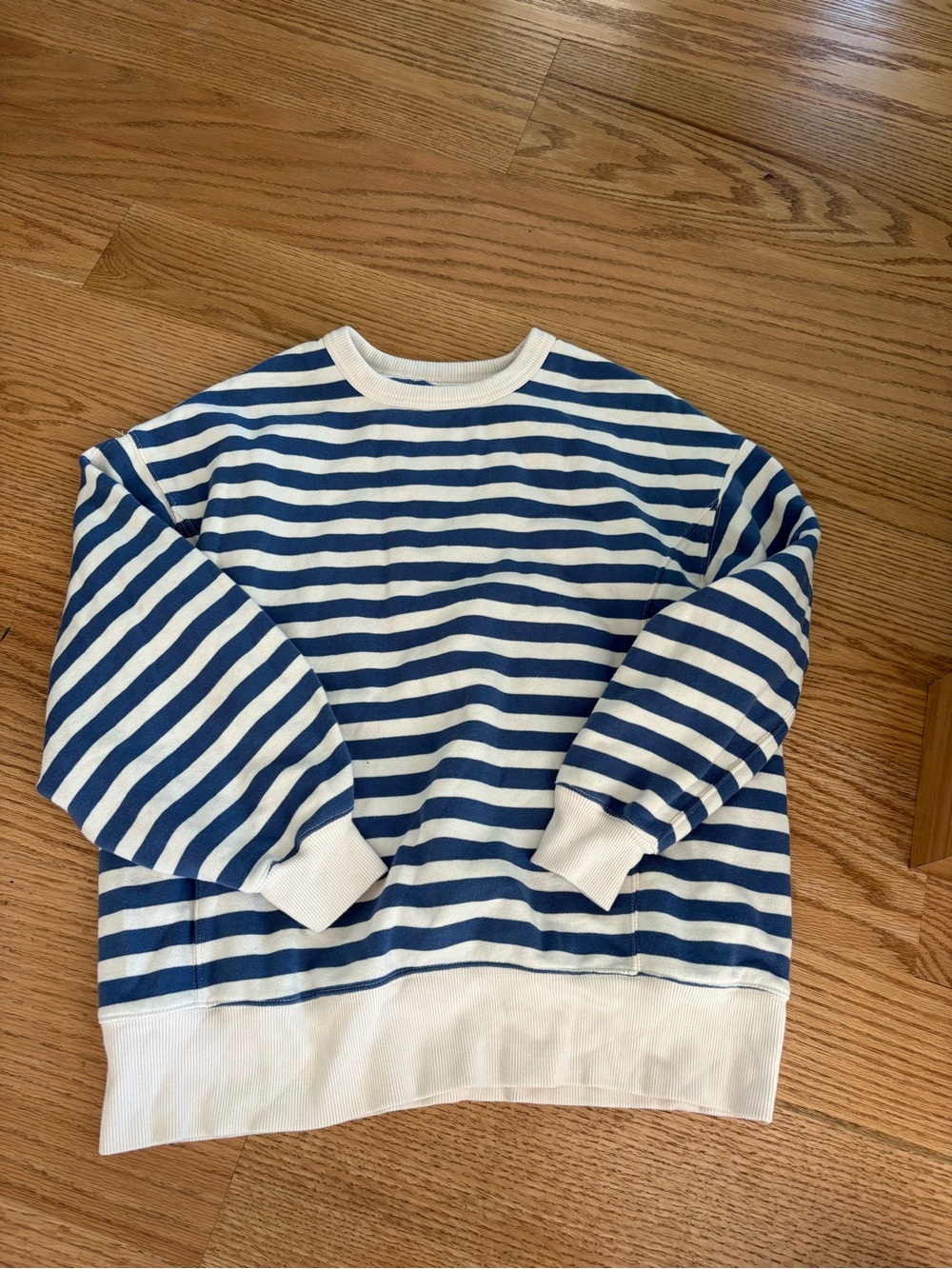 aerie Blue and White Striped Crewneck Sweater